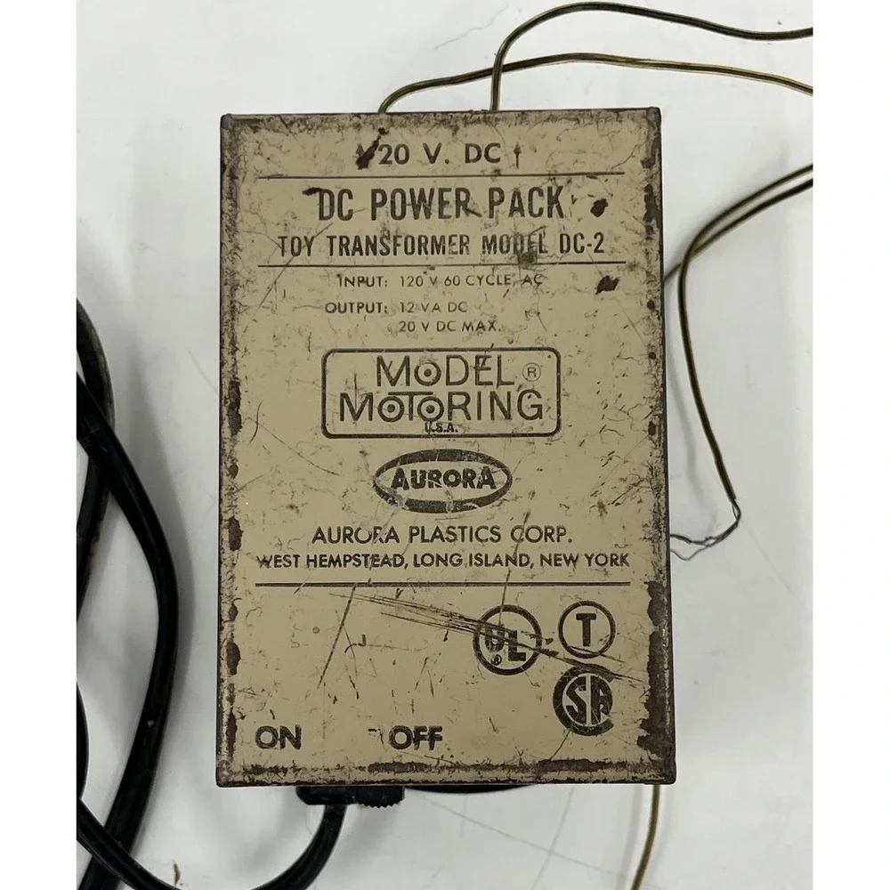 Vintage Aurora Model Motoring 20V DC Power Pack Transformer DC-2 120 V UNTESTED